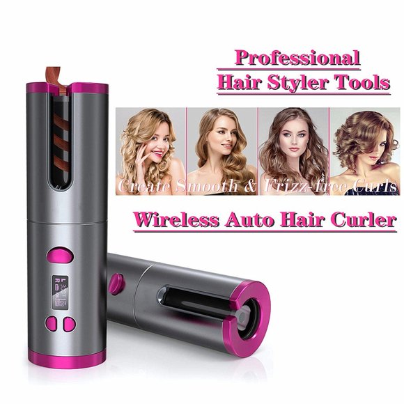 Automatic Hair Curler Curling Iron Wireless Ceramic USB Rechargeable With LED Di - Picture 3 of 11